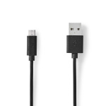 Nedis USB Cable | USB 2.0 | USB-A Male | USB Micro-B Male | 10 W | 480 Mbps | Nickel Plated | 3.00 m | Round | PVC | Black | Label