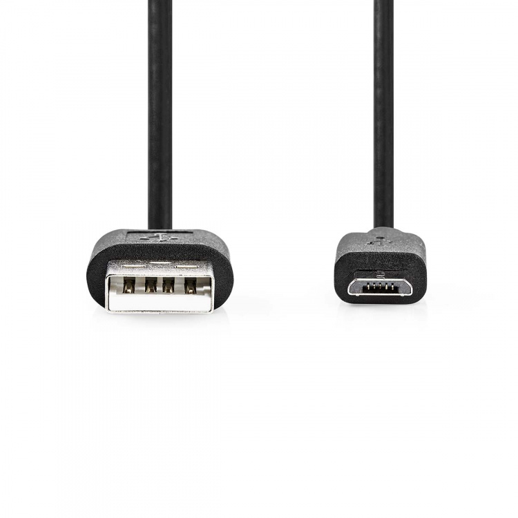 Nedis USB Cable | USB 2.0 | USB-A Male | USB Micro-B Male | 7.5 W | 480 Mbps | Nickel Plated | 1.00 m | Round | PVC | Black | Label Nedis USB Cable | USB 2.0 | USB-A Male | USB Micro-B Male | 7.5 W | 480 Mbps | Nickel Plated | 1.00 m | Round | PVC | Black | Label