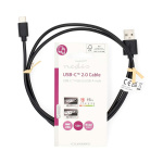 Nedis USB Cable | USB 2.0 | USB-A Male | USB-C™ Male | 15 W | 480 Mbps | Nickel Plated | 1.00 m | Round | PVC | Black | Label Nedis USB Cable | USB 2.0 | USB-A Male | USB-C™ Male | 15 W | 480 Mbps | Nickel Plated | 1.00 m | Round | PVC | Black | Label