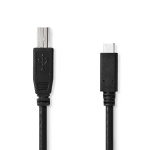 Nedis USB Cable | USB 2.0 | USB-C™ Male | USB-B Male | 480 Mbps | Nickel Plated | 1.00 m | Round | PVC | Black | Label Nedis USB Cable | USB 2.0 | USB-C™ Male | USB-B Male | 480 Mbps | Nickel Plated | 1.00 m | Round | PVC | Black | Label