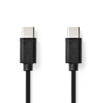 Nedis USB Cable | USB 2.0 | USB-C™ Male | USB-C™ Male | 60 W | 480 Mbps | Nickel Plated | 1.00 m | Round | PVC | Black | Label