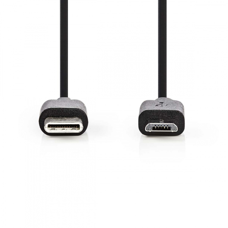 Nedis USB Cable | USB 2.0 | USB-C™ Male | USB Micro-B Male | 60 W | 480 Mbps | Nickel Plated | 1.00 m | Round | PVC | Black | Label