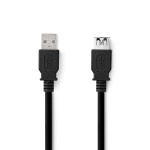 Nedis USB Cable | USB 3.2 Gen 1 | USB-A Male | USB-A Female | 5 Gbps | Nickel Plated | 1.00 m | Round | PVC | Black | Label