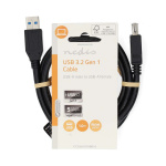 Nedis USB Cable | USB 3.2 Gen 1 | USB-A Male | USB-A Female | 5 Gbps | Nickel Plated | 1.00 m | Round | PVC | Black | Label
