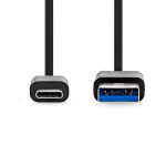Nedis USB Cable | USB 3.2 Gen 1 | USB-A Male | USB-C™ Male | 15 W | 5 Gbps | Nickel Plated | 1.00 m | Round | PVC | Black | Label Nedis USB Cable | USB 3.2 Gen 1 | USB-A Male | USB-C™ Male | 15 W | 5 Gbps | Nickel Plated | 1.00 m | Round | PVC | Black | Label