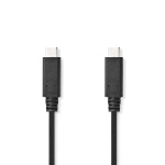 Nedis USB Cable | USB 3.2 Gen 2 | USB-C™ Male | USB-C™ Male | 240 W | 8K@30Hz | 20 Gbps | Nickel Plated | 1.00 m | Round | PVC | Black | Label