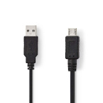 Nedis USB Cable | USB 2.0 | USB-A Male | USB Micro-A | 480 Mbps | Nickel Plated | 2.00 m | Round | PVC | Black | Polybag