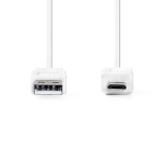 Nedis USB Cable | USB 2.0 | USB-A Male | USB Micro-B Male | 480 Mbps | Nickel Plated | 1.00 m | Flat | PVC | White | Envelope