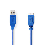 Nedis USB Cable | USB 3.2 Gen 1 | USB-A Male | USB Micro-B Male | 5 Gbps | Nickel Plated | 5.00 m | Round | PVC | Blue | Envelope Nedis USB Cable | USB 3.2 Gen 1 | USB-A Male | USB Micro-B Male | 5 Gbps | Nickel Plated | 5.00 m | Round | PVC | Blue | Envelope