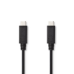 Nedis USB Cable | USB 3.2 Gen 2 | USB-C™ Male | USB-C™ Male | 15 W | 10 Gbps | Nickel Plated | 1.00 m | Round | PVC | Black | Tag Nedis USB Cable | USB 3.2 Gen 2 | USB-C™ Male | USB-C™ Male | 15 W | 10 Gbps | Nickel Plated | 1.00 m | Round | PVC | Black | Tag