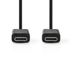 Nedis USB Cable | USB 3.2 Gen 2 | USB-C™ Male | USB-C™ Male | 15 W | 10 Gbps | Nickel Plated | 1.00 m | Round | PVC | Black | Tag Nedis USB Cable | USB 3.2 Gen 2 | USB-C™ Male | USB-C™ Male | 15 W | 10 Gbps | Nickel Plated | 1.00 m | Round | PVC | Black | Tag