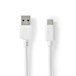 Nedis USB Cable | USB 3.2 Gen 1 | USB-A Male | USB-C™ Male | 60 W | 5 Gbps | Nickel Plated | 2.00 m | Round | PVC | White | Box