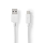 Nedis USB Cable | USB 3.2 Gen 2 | USB-A Male | USB-C™ Male | 60 W | 10 Gbps | Nickel Plated | 1.00 m | Round | PVC | White | Box