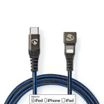 Nedis USB Cable | USB 2.0 | Apple Lightning 8-Pin | USB-C™ Male | 60 W | 480 Mbps | Nickel Plated | 1.00 m | Round | Braided / Nylon | Black / Blue | Cover Window Box