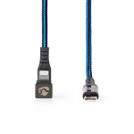 Nedis USB Cable | USB 2.0 | Apple Lightning 8-Pin | USB-C™ Male | 60 W | 480 Mbps | Nickel Plated | 1.00 m | Round | Braided / Nylon | Black / Blue | Cover Window Box