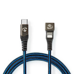 Nedis USB Cable | USB 2.0 | Apple Lightning 8-Pin | USB-C™ Male | 60 W | 480 Mbps | Nickel Plated | 1.00 m | Round | Braided / Nylon | Black / Blue | Cover Window Box
