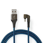 Nedis USB Cable | USB 2.0 | USB-A Male | USB-C™ Male | 480 Mbps | Gold Plated | 1.00 m | Round | Braided / Nylon | Black / Blue | Cover Window Box