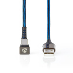 Nedis USB Cable | USB 2.0 | USB-A Male | USB-C™ Male | 480 Mbps | Gold Plated | 2.00 m | Round | Braided / Nylon | Black / Blue | Cover Window Box Nedis USB Cable | USB 2.0 | USB-A Male | USB-C™ Male | 480 Mbps | Gold Plated | 2.00 m | Round | Braided / Nylon | Black / Blue | Cover Window Box