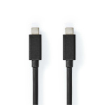 Nedis USB Cable | USB 3.2 Gen 2 | USB-C™ Male | USB-C™ Male | 100 W | 4K@60Hz | 20 Gbps | Nickel Plated | 1.00 m | Round | PVC | Black | Label