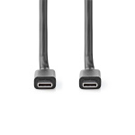 Nedis USB Cable | USB 3.2 Gen 2 | USB-C™ Male | USB-C™ Male | 100 W | 4K@60Hz | 20 Gbps | Nickel Plated | 1.00 m | Round | PVC | Black | Label