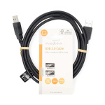 Nedis USB Cable | USB 2.0 | USB-A Male | USB-A Male | 480 Mbps | Nickel Plated | 2.00 m | Round | PVC | Black | Label
