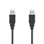 Nedis USB Cable | USB 2.0 | USB-A Male | USB-A Male | 480 Mbps | Nickel Plated | 3.00 m | Round | PVC | Black | Label