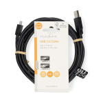 Nedis USB Cable | USB 2.0 | USB-A Male | USB Mini-B 5 pin Male | 480 Mbps | Nickel Plated | 3.00 m | Round | PVC | Black | Label