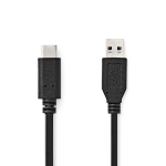 Nedis USB Cable | USB 3.2 Gen 2 | USB-A Male | USB-C™ Male | 60 W | 10 Gbps | Nickel Plated | 1.00 m | Round | PVC | Black | Label Nedis USB Cable | USB 3.2 Gen 2 | USB-A Male | USB-C™ Male | 60 W | 10 Gbps | Nickel Plated | 1.00 m | Round | PVC | Black | Label