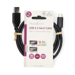 Nedis USB Cable | USB 3.2 Gen 2 | USB-A Male | USB-C™ Male | 60 W | 10 Gbps | Nickel Plated | 1.00 m | Round | PVC | Black | Label Nedis USB Cable | USB 3.2 Gen 2 | USB-A Male | USB-C™ Male | 60 W | 10 Gbps | Nickel Plated | 1.00 m | Round | PVC | Black | Label