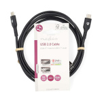 Nedis USB Cable | USB 2.0 | USB-C™ Male | USB-C™ Male | 240 W | 480 Mbps | Nickel Plated | 2.00 m | Round | PVC | Black | Label Nedis USB Cable | USB 2.0 | USB-C™ Male | USB-C™ Male | 240 W | 480 Mbps | Nickel Plated | 2.00 m | Round | PVC | Black | Label