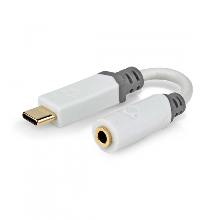Nedis USB Adapter | USB 2.0 | USB-C™ Male | 3.5 mm Female | 0.10 m | Round | Gold Plated | PVC | White | Box Nedis USB Adapter | USB 2.0 | USB-C™ Male | 3.5 mm Female | 0.10 m | Round | Gold Plated | PVC | White | Box