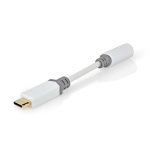 Nedis USB Adapter | USB 2.0 | USB-C™ Male | 3.5 mm Female | 0.10 m | Round | Gold Plated | PVC | White | Box Nedis USB Adapter | USB 2.0 | USB-C™ Male | 3.5 mm Female | 0.10 m | Round | Gold Plated | PVC | White | Box