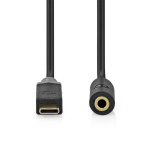 Nedis USB Adapter | USB 2.0 | USB-C™ Male | 3.5 mm Female | 1.00 m | Round | Gold Plated | PVC | Black | Box Nedis USB Adapter | USB 2.0 | USB-C™ Male | 3.5 mm Female | 1.00 m | Round | Gold Plated | PVC | Black | Box