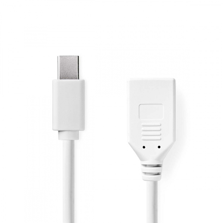 Nedis Mini DisplayPort Cable | DisplayPort 1.2 | Mini DisplayPort Male | DisplayPort Female | 21.6 Gbps | Nickel Plated | 0.20 m | Round | PVC | White | Box