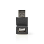 Nedis USB-A Adapter | USB 2.0 | USB-A Male | USB-A Female | 480 Mbps | Round | Nickel Plated | PVC | Black | Box