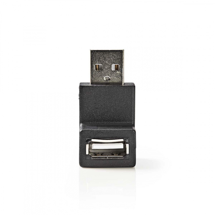Nedis USB-A Adapter | USB 2.0 | USB-A Male | USB-A Female | 480 Mbps | Round | Nickel Plated | PVC | Black | Box