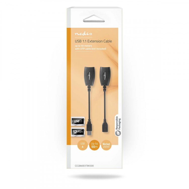 Nedis Active USB Cable | USB 1.1 | USB-A Male | RJ45 Female | 12 Mbps | 0.20 m | Round | Nickel Plated | PVC | Copper | Box Nedis Active USB Cable | USB 1.1 | USB-A Male | RJ45 Female | 12 Mbps | 0.20 m | Round | Nickel Plated | PVC | Copper | Box