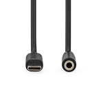 Nedis USB Adapter | USB 2.0 | USB-C™ Male | 3.5 mm Female | 1.00 m | Round | Nickel Plated | PVC | Black | Box Nedis USB Adapter | USB 2.0 | USB-C™ Male | 3.5 mm Female | 1.00 m | Round | Nickel Plated | PVC | Black | Box