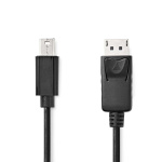 Nedis Mini DisplayPort Cable | DisplayPort 1.2 | Mini DisplayPort Male | DisplayPort Male | 21.6 Gbps | Nickel Plated | 2.00 m | Round | PVC | Black | Label Nedis Mini DisplayPort Cable | DisplayPort 1.2 | Mini DisplayPort Male | DisplayPort Male | 21.6 Gbps | Nickel Plated | 2.00 m | Round | PVC | Black | Label