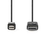 Nedis Mini DisplayPort Cable | DisplayPort 1.2 | Mini DisplayPort Male | DisplayPort Male | 21.6 Gbps | Nickel Plated | 2.00 m | Round | PVC | Black | Label Nedis Mini DisplayPort Cable | DisplayPort 1.2 | Mini DisplayPort Male | DisplayPort Male | 21.6 Gbps | Nickel Plated | 2.00 m | Round | PVC | Black | Label