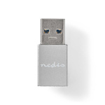 Nedis USB Adapter | USB 3.2 Gen 1 | USB-A Male | USB-C™ Female | 5 Gbps | Nickel Plated | Silver | Cover Window Box