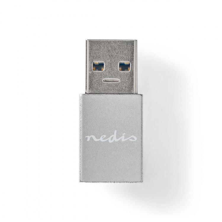 Nedis USB Adapter | USB 3.2 Gen 1 | USB-A Male | USB-C™ Female | 5 Gbps | Nickel Plated | Silver | Cover Window Box