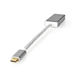 Nedis USB Adapter | USB 3.2 Gen 1 | USB-C™ Male | DisplayPort Female | 0.20 m | Round | Gold Plated | Braided / Nylon | Silver | Cover Window Box Nedis USB Adapter | USB 3.2 Gen 1 | USB-C™ Male | DisplayPort Female | 0.20 m | Round | Gold Plated | Braided / Nylon | Silver | Cover Window Box