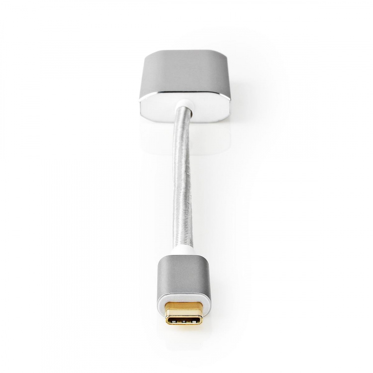Nedis USB Adapter | USB 3.2 Gen 1 | USB-C™ Male | DisplayPort Female / USB-C™ Female | Power delivery | 0.20 m | Round | Gold Plated | Braided / Nylon | Silver | Cover Window Box