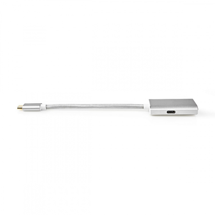 Nedis USB Adapter | USB 3.2 Gen 1 | USB-C™ Male | DisplayPort Female / USB-C™ Female | Power delivery | 0.20 m | Round | Gold Plated | Braided / Nylon | Silver | Cover Window Box