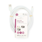 Nedis Lightning Cable | USB 2.0 | Apple Lightning 8-Pin | USB-A Male | 480 Mbps | Nickel Plated | 3.00 m | Round | PVC | White | Label Nedis Lightning Cable | USB 2.0 | Apple Lightning 8-Pin | USB-A Male | 480 Mbps | Nickel Plated | 3.00 m | Round | PVC | White | Label