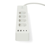 Nedis SmartLife Power Strip | 2x USB-A / 2x USB-C™ / 4x plug with earth contact (CEE 7/3) | 16 A | 3680 W | 2.00 m | 0 - 55 °C | Android™ / IOS | White Nedis SmartLife Power Strip | 2x USB-A / 2x USB-C™ / 4x plug with earth contact (CEE 7/3) | 16 A | 3680 W | 2.00 m | 0 - 55 °C | Android™ / IOS | White