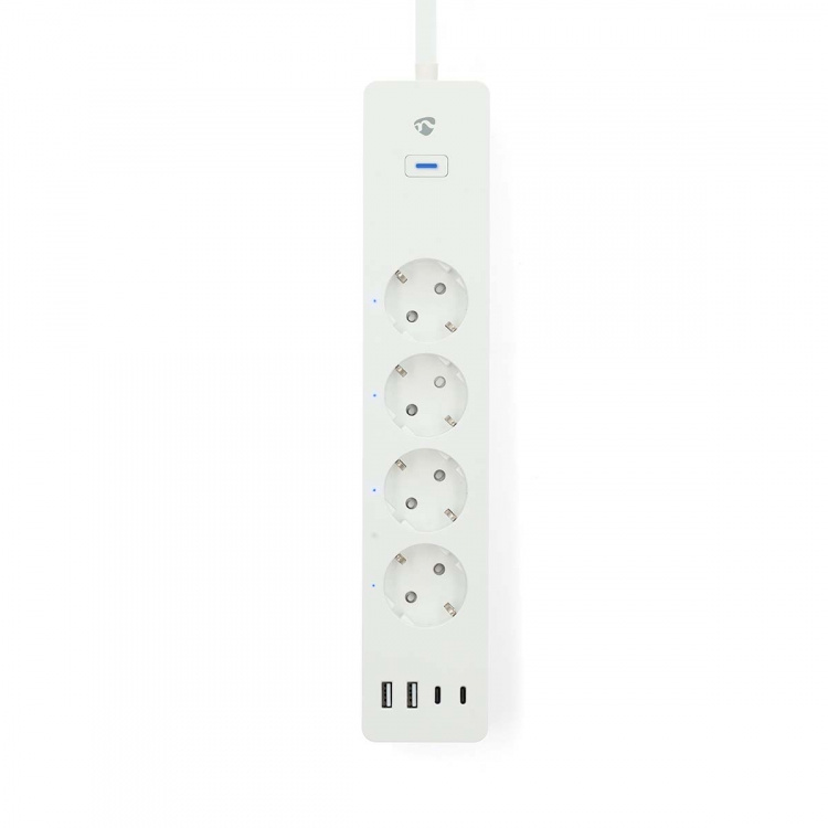 Nedis SmartLife Power Strip | 2x USB-A / 2x USB-C™ / 4x plug with earth contact (CEE 7/3) | 16 A | 3680 W | 2.00 m | 0 - 55 °C | Android™ / IOS | White Nedis SmartLife Power Strip | 2x USB-A / 2x USB-C™ / 4x plug with earth contact (CEE 7/3) | 16 A | 3680 W | 2.00 m | 0 - 55 °C | Android™ / IOS | White