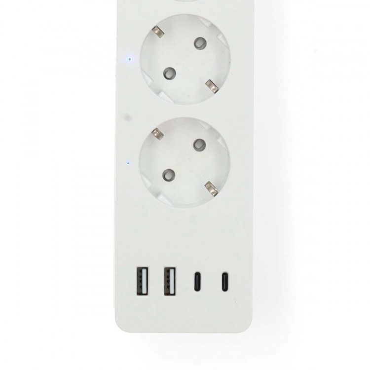 Nedis SmartLife Power Strip | 2x USB-A / 2x USB-C™ / 4x plug with earth contact (CEE 7/3) | 16 A | 3680 W | 2.00 m | 0 - 55 °C | Android™ / IOS | White Nedis SmartLife Power Strip | 2x USB-A / 2x USB-C™ / 4x plug with earth contact (CEE 7/3) | 16 A | 3680 W | 2.00 m | 0 - 55 °C | Android™ / IOS | White