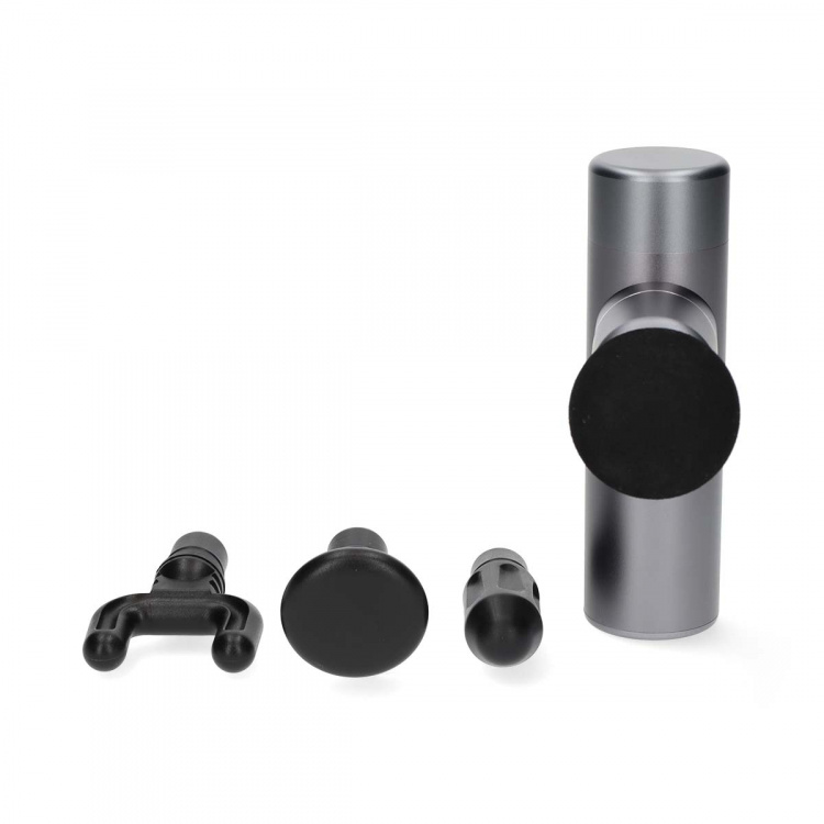 Nedis SmartLife Sports Massage Gun | Accu Powered | Rechargeable | 5 Massage Modes | Conical Head / Drawstring Bag / Flat Head / Spherical Head / U-shape Head | Dark Grey